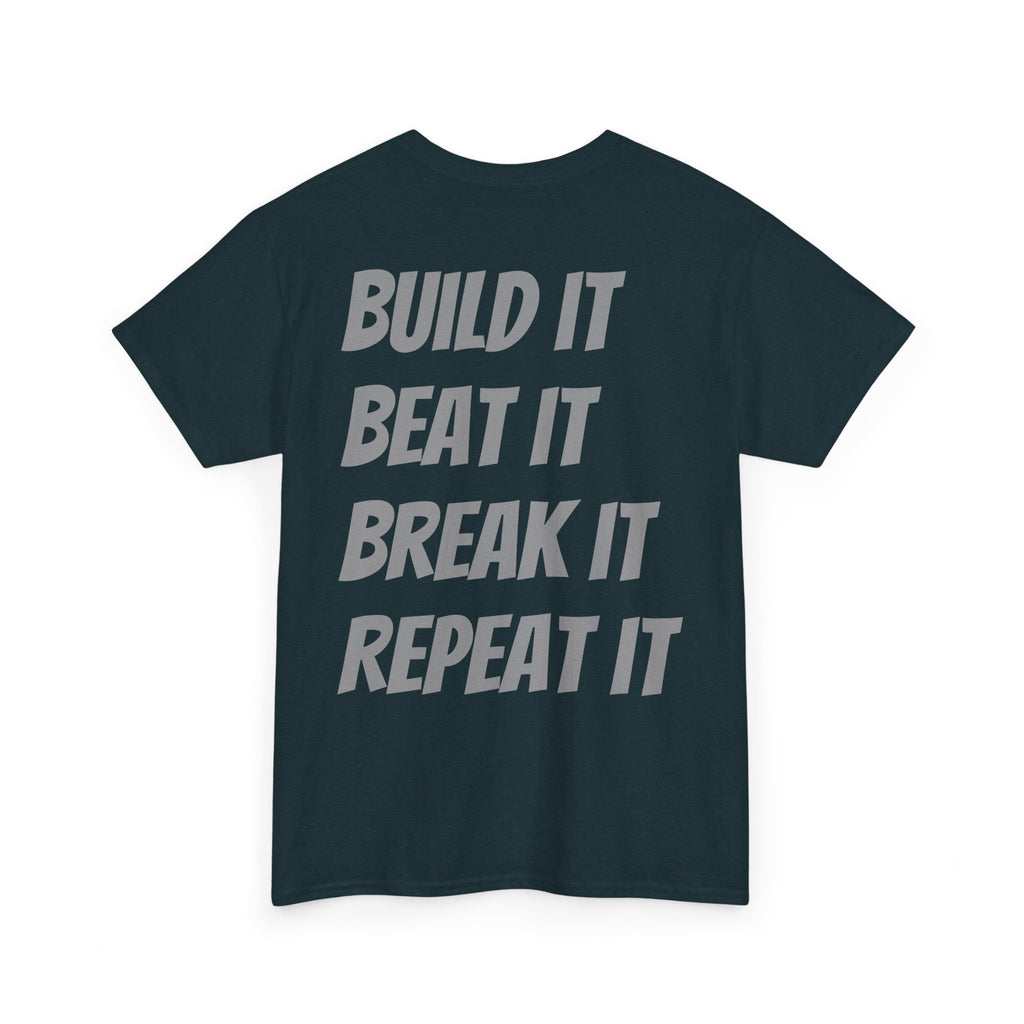 Blazin’ Biddles Off-Road “Build, Beat, Break, Repeat” DARK Motivational Tee – Unisex Heavy Cotton