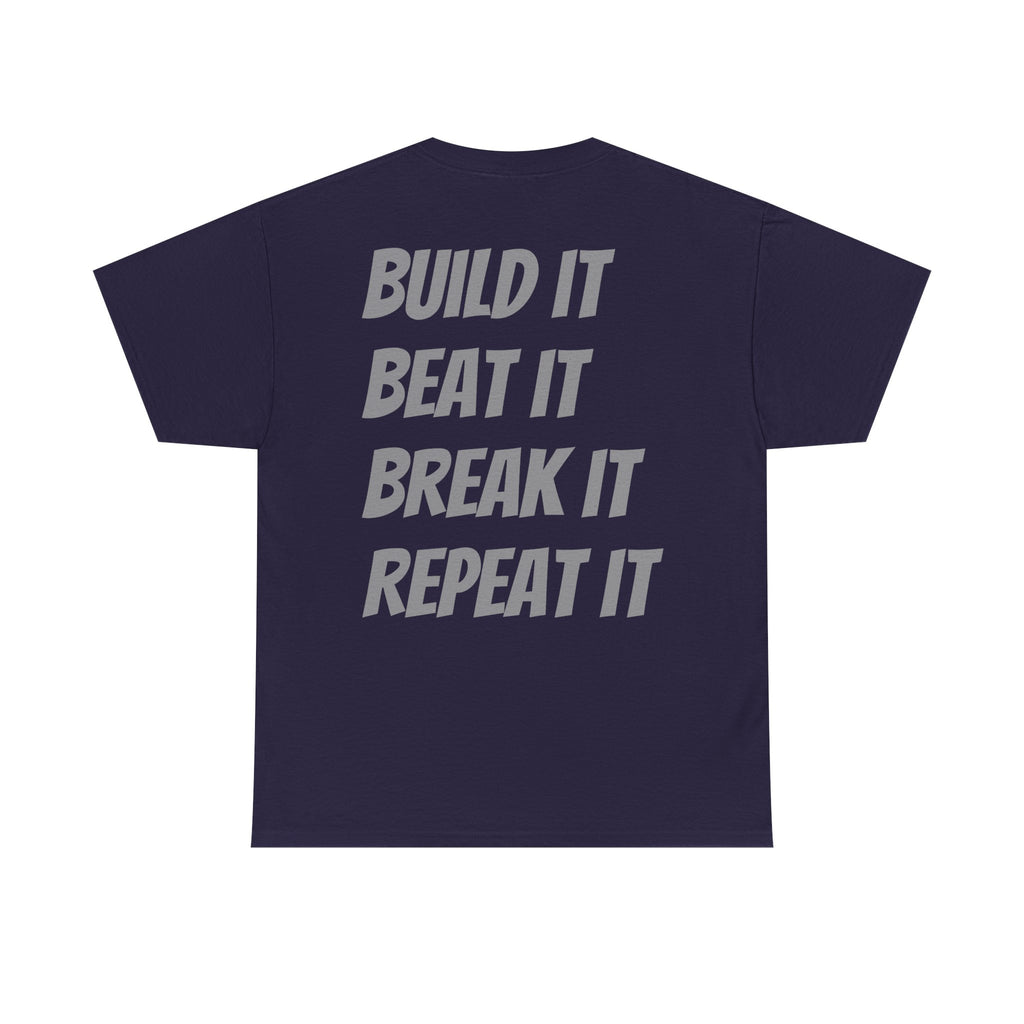 Blazin’ Biddles Off-Road “Build, Beat, Break, Repeat” DARK Motivational Tee – Unisex Heavy Cotton