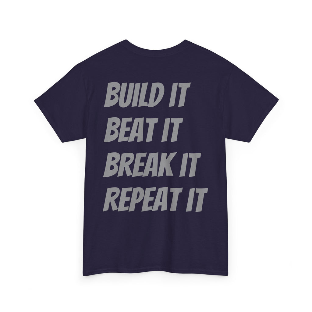 Blazin’ Biddles Off-Road “Build, Beat, Break, Repeat” DARK Motivational Tee – Unisex Heavy Cotton