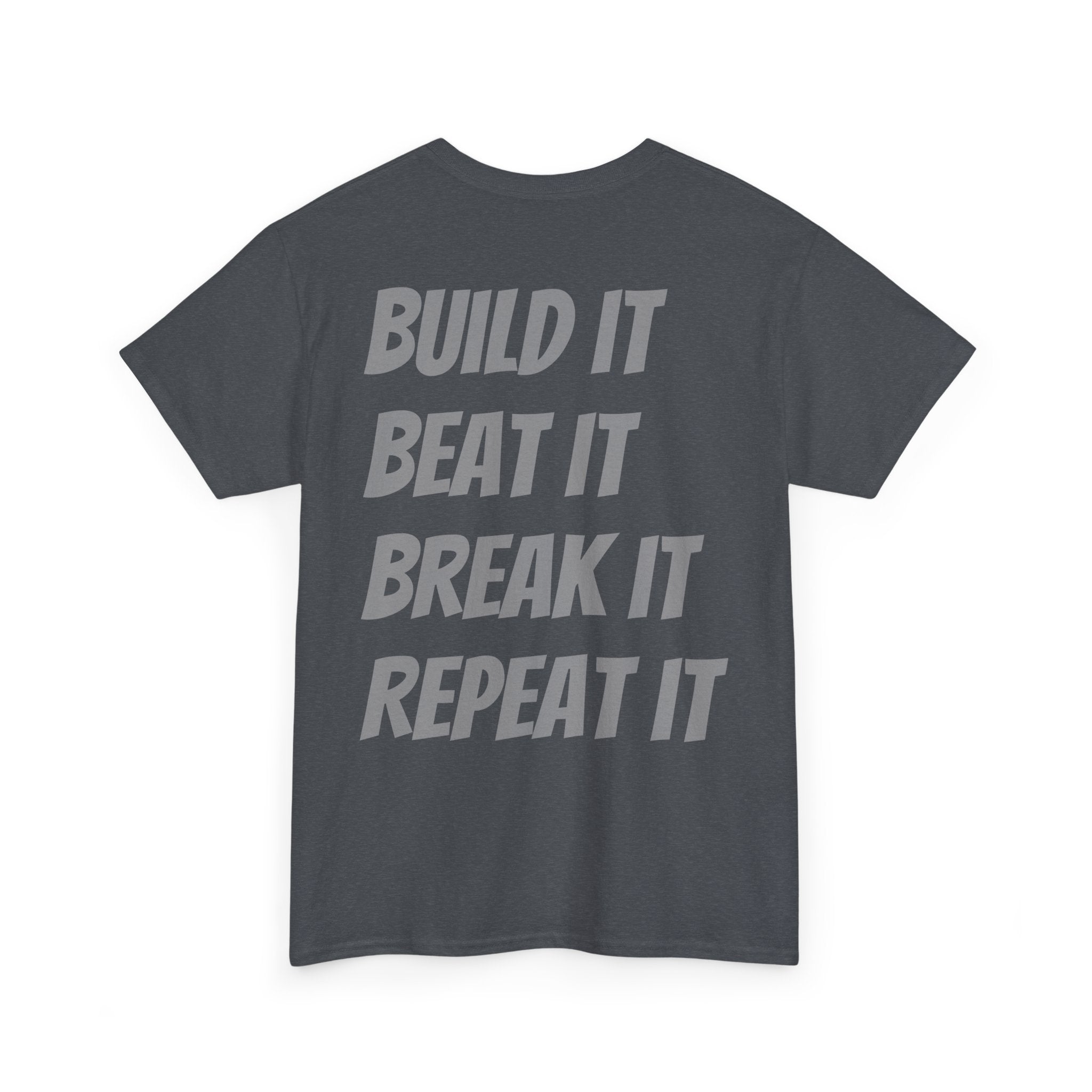 Blazin’ Biddles Off-Road “Build, Beat, Break, Repeat” DARK Motivational Tee – Unisex Heavy Cotton