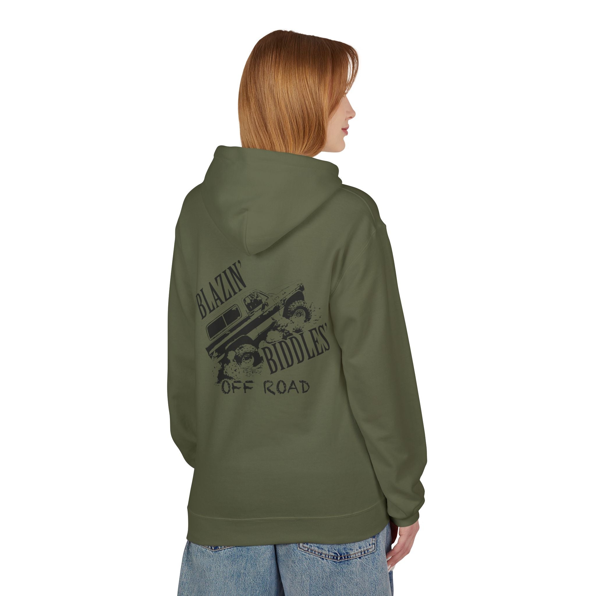 Blazin’ Biddles Off-Road Adventure Fleece Hoodie – Unisex Trail-Ready Warmth