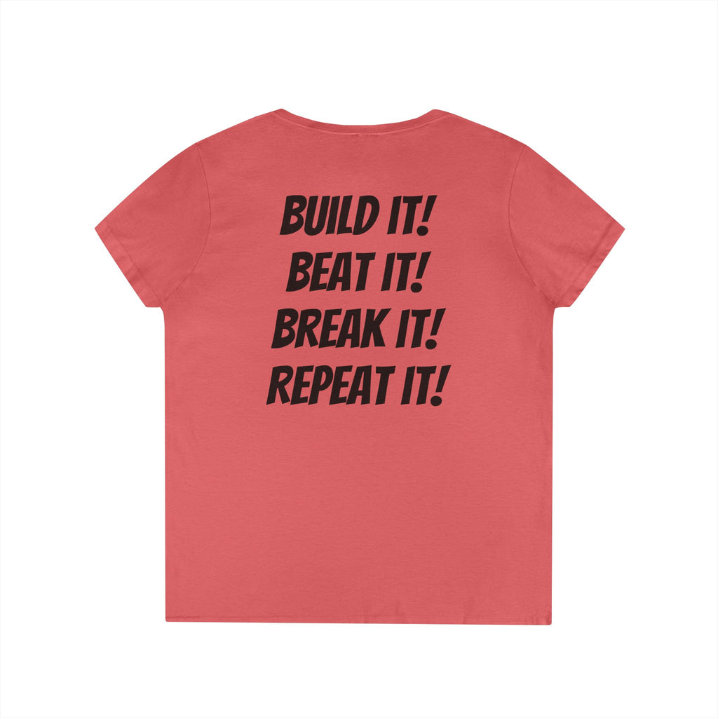 Blazin’ Biddles Off-Road “Build, Beat, Break, Repeat” Ladies V-Neck T-Shirt