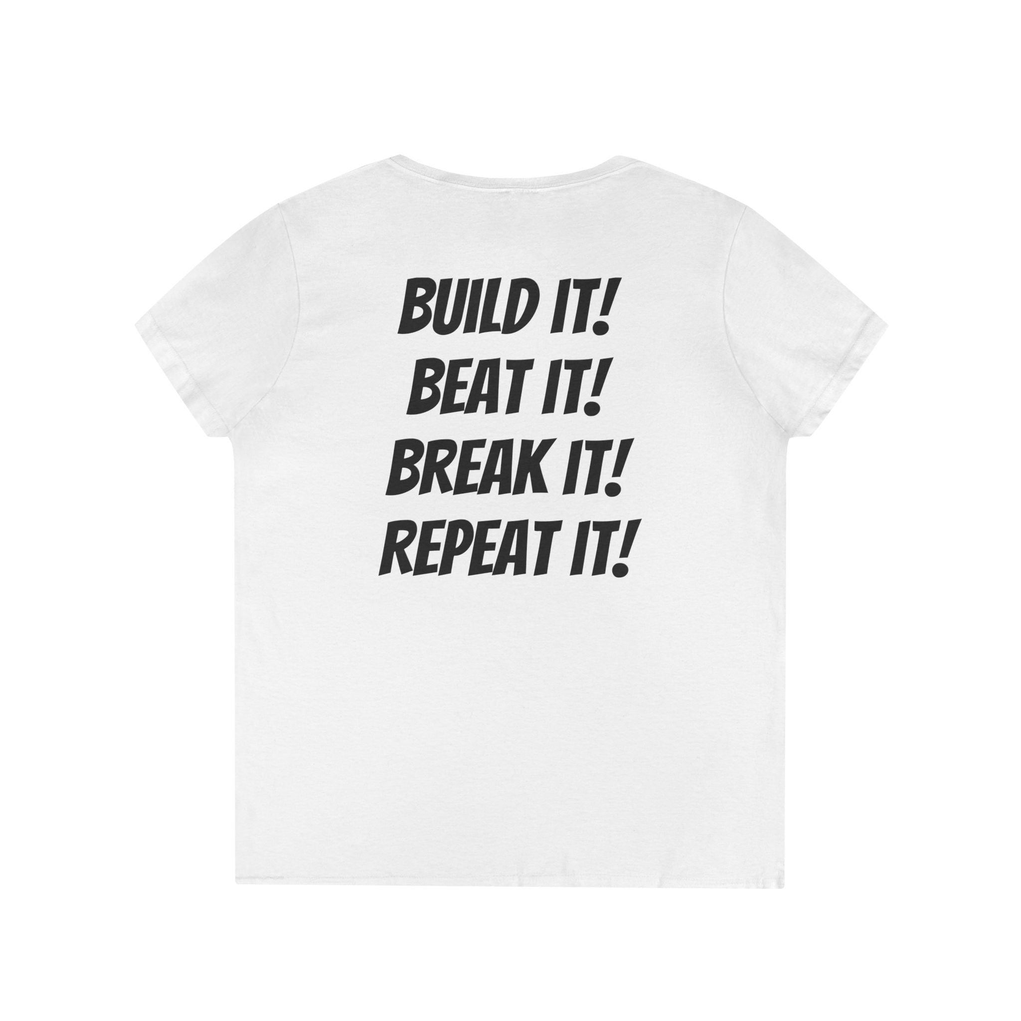 Blazin’ Biddles Off-Road “Build, Beat, Break, Repeat” Ladies V-Neck T-Shirt