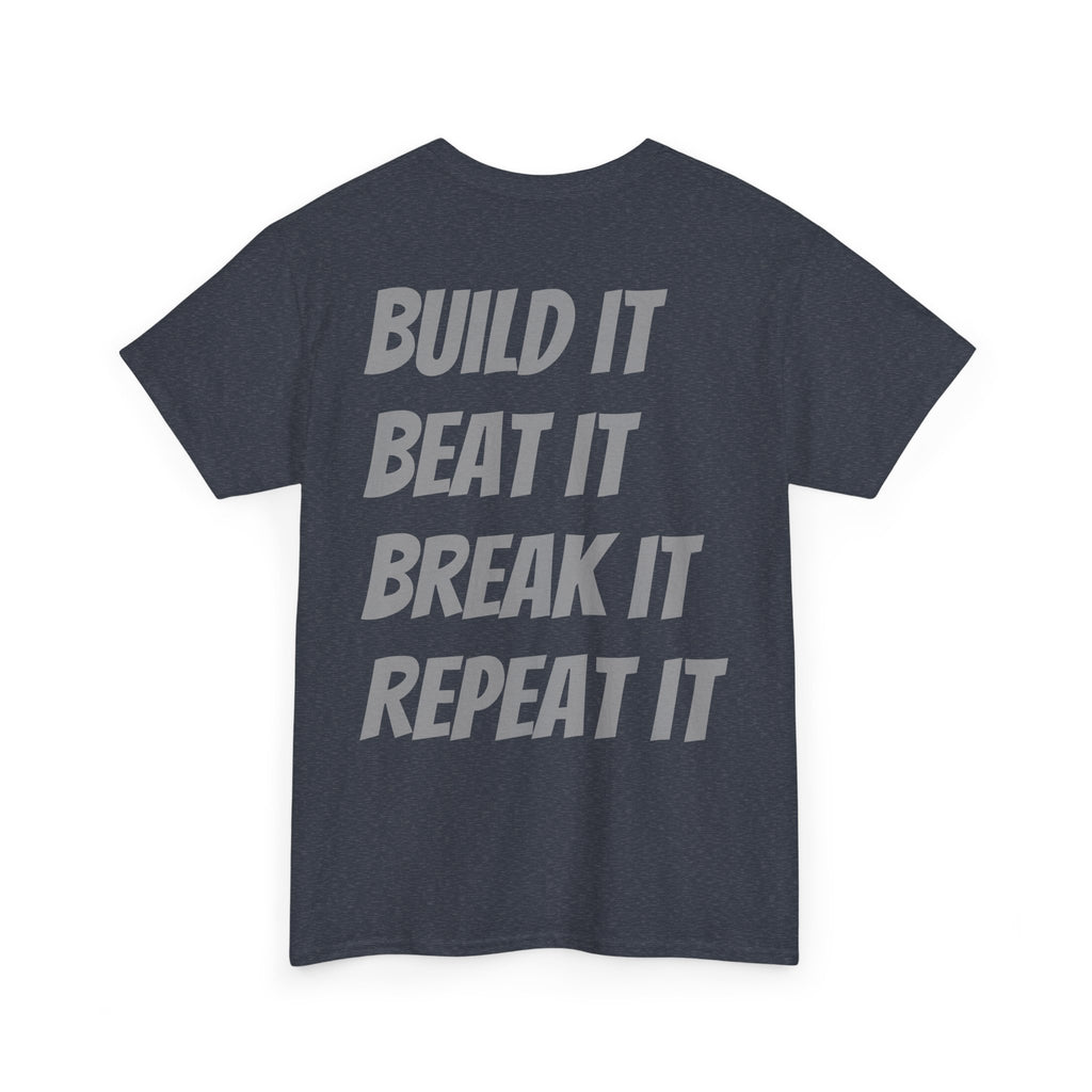 Blazin’ Biddles Off-Road “Build, Beat, Break, Repeat” DARK Motivational Tee – Unisex Heavy Cotton