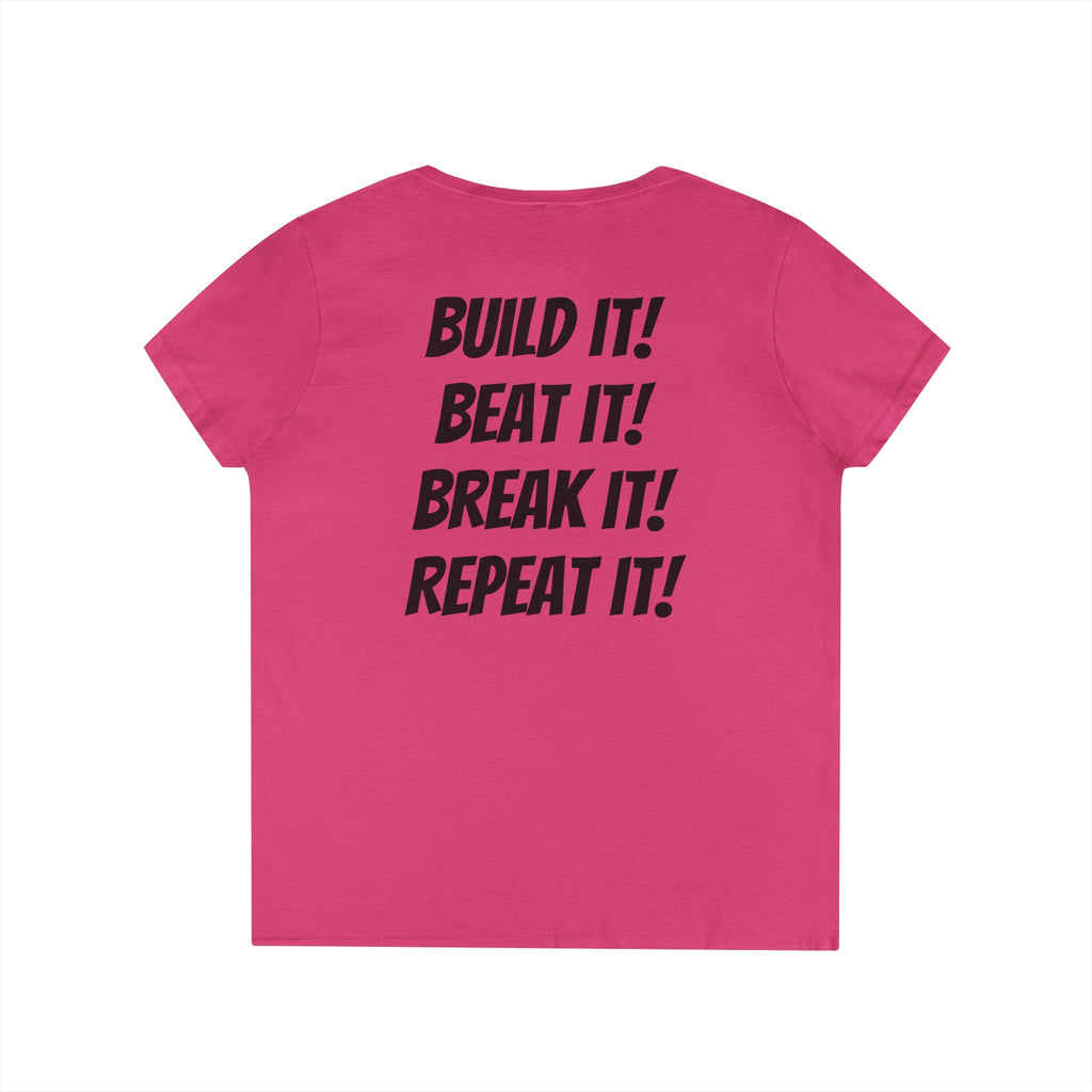 Blazin’ Biddles Off-Road “Build, Beat, Break, Repeat” Ladies V-Neck T-Shirt