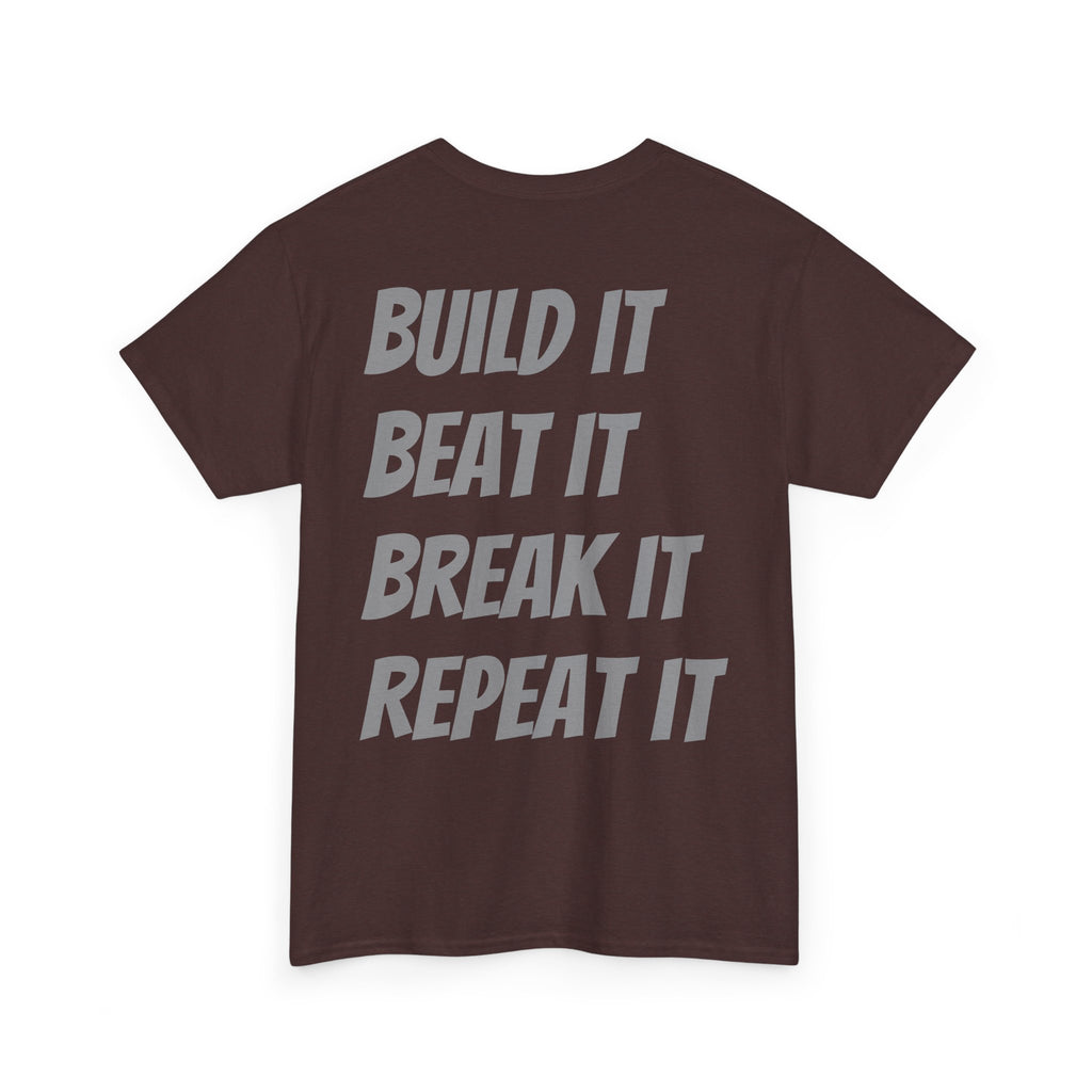 Blazin’ Biddles Off-Road “Build, Beat, Break, Repeat” DARK Motivational Tee – Unisex Heavy Cotton